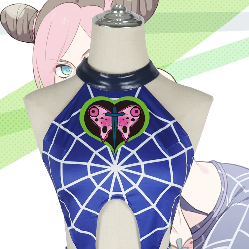 Jojo странные приключения Jolyne Cujoh Kujo Косплэй парики костюмы Для женщин аниме платье