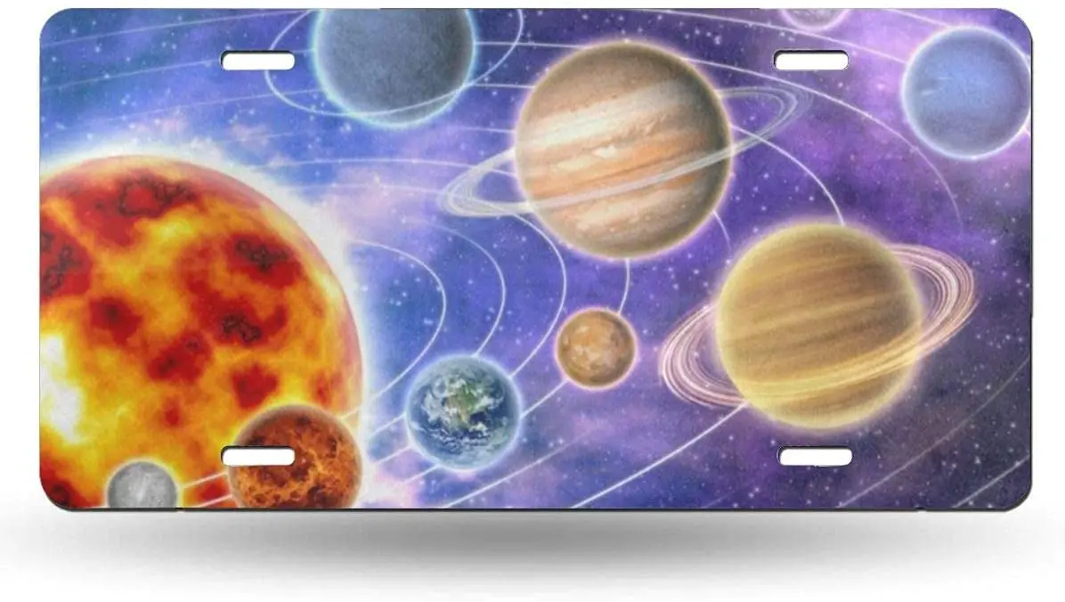 

yunsu Galaxy Star Planets License Plate,car Decor Personalise Tag,Novelty Car Front License Plate Metal Aluminum Car Plate