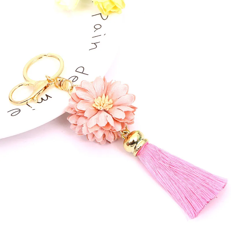 

Creative Metal Flower KeyChains Fashion Tassel Key Chain Car Bag Hanging Decoration Small Gift Key Rings For Girlfriend