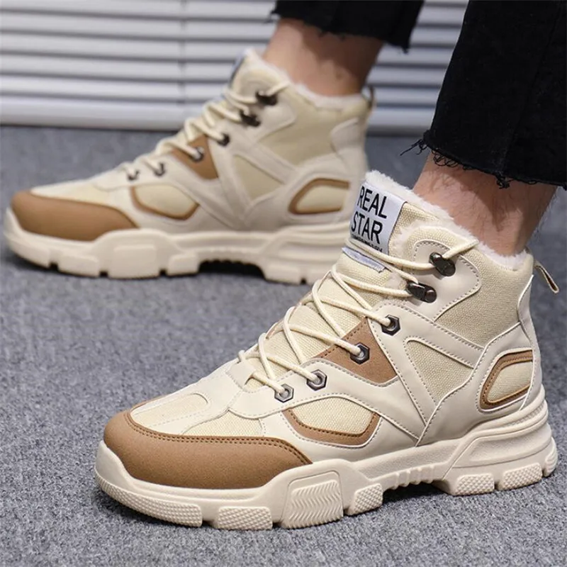 

High-top snow boots winter cotton shoes plus velvet shoes warm sneakers men's shoes outdoor non-slip plus size men boots A840
