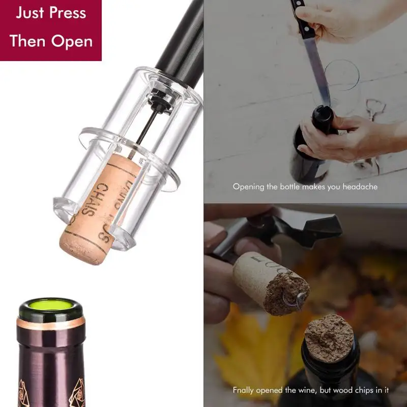 

4 Pcs/set Red Wine Opener Air Pressure Pump Bottle Opener Corkscrews With Vacuum Stopper & Wine Pourer Bar Kitchen Tools Gadgets