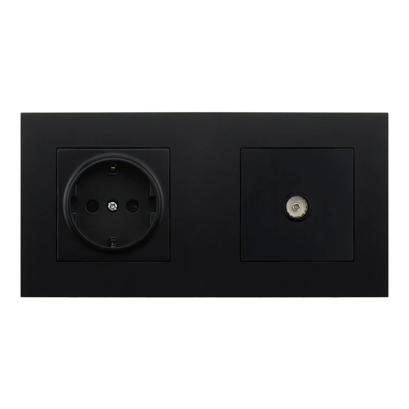 avoir eu standard plug wall socket rj45 socket computer data port socket dual rj45 with tv outlet plastic panel free global shipping