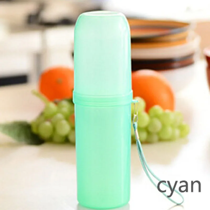 cyan 1 шт. портативный антибактериальный держатель для зубной щетки подставка для зубной пасты пластиковая дорожная необходимая чашка для зубной щетки принадлежности для ванной комнаты - Цвет: cyan