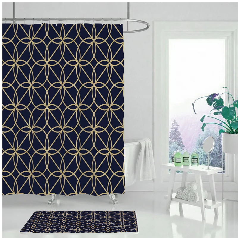 Пластиковые PEVA 3D водонепроницаемые занавески для душа геометрические ванной
