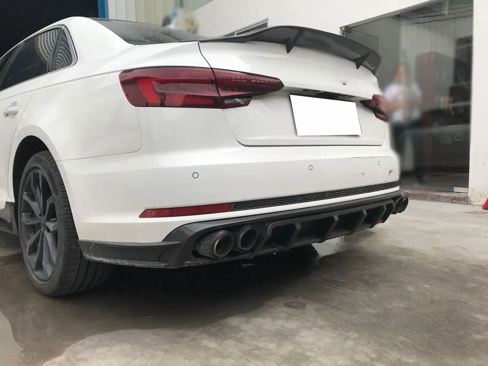 Спойлер из углеродного волокна заднего бампера для губ с подсветкой Audi A4 S4 B9 Sline
