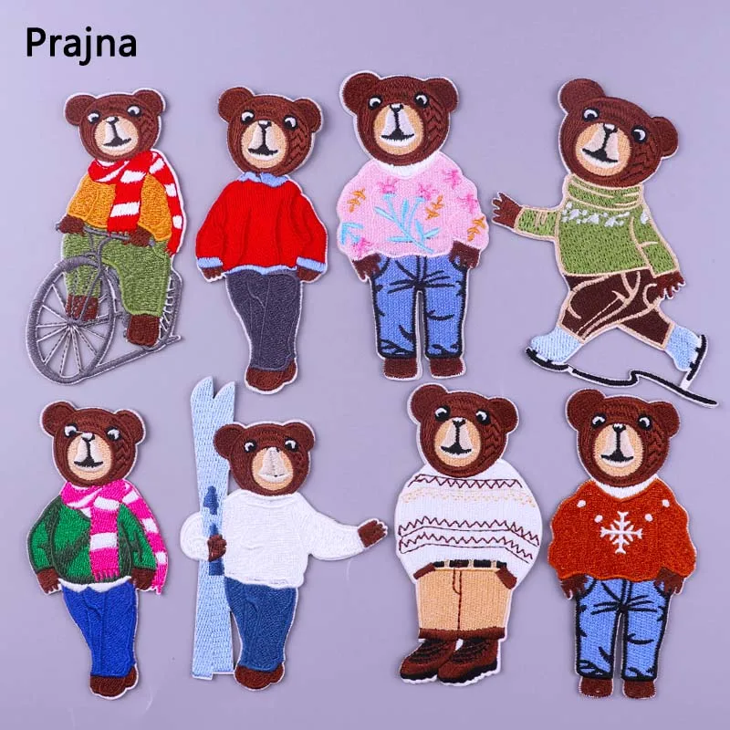 Термоклейкие нашивки Prajna с мультяшным медведем Симпатичные самоклеящиеся для
