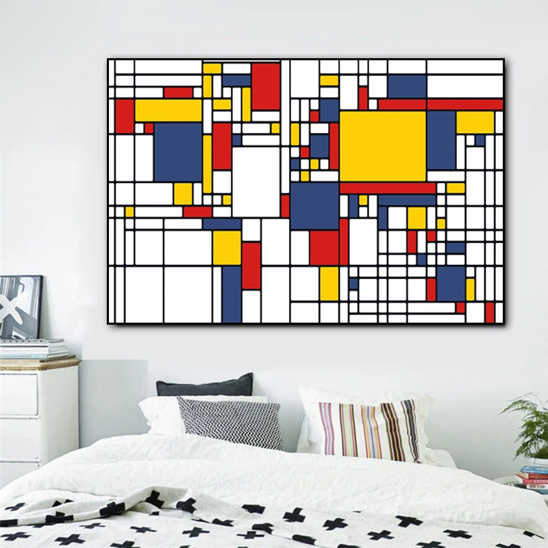 

Piet Cornelies Mondrian Abstract Canvas Painting Posters Prints Quadros Wall Art Picture Grid Living Room Home Decor Cuadros