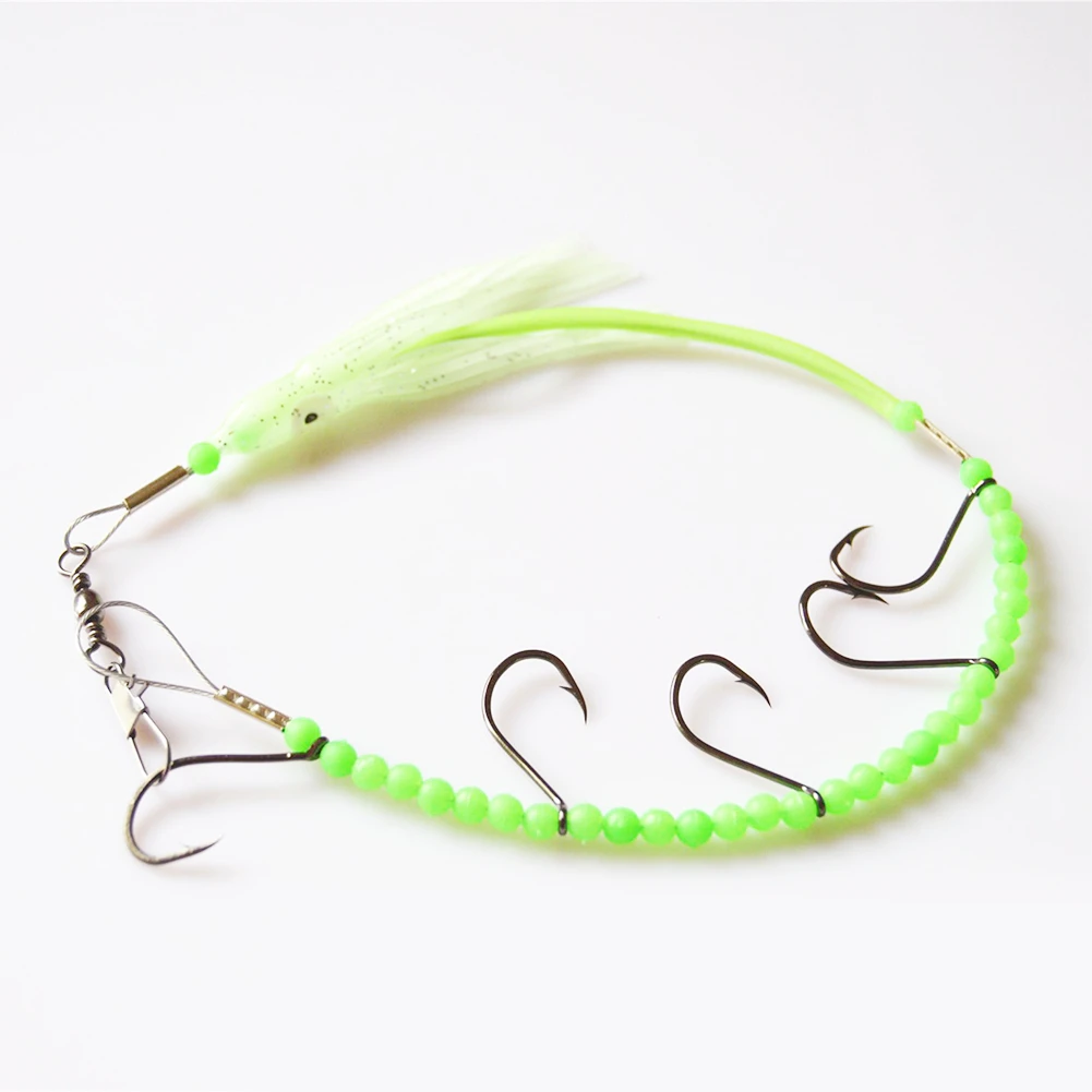 

Luminous 32cm Soft Bait 5 Hooks Shaped String Saury hairtail Tropical Octopus Durable Night Light Squid Fishing Hook