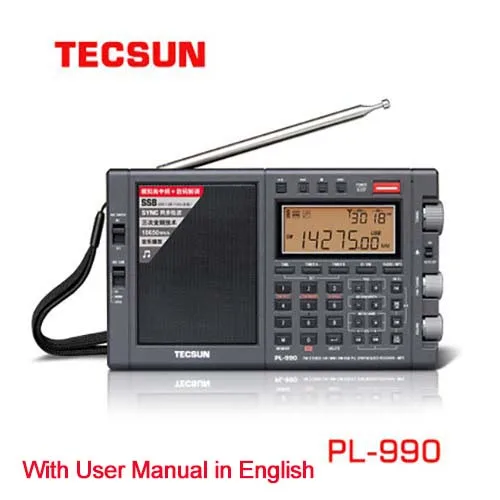 Портативный радиоприемник Tecsun pl-990, однополосный, цифровой тюнинг, FM-радио с руководством пользователя на английском языке, TF-карта 16 Гб
