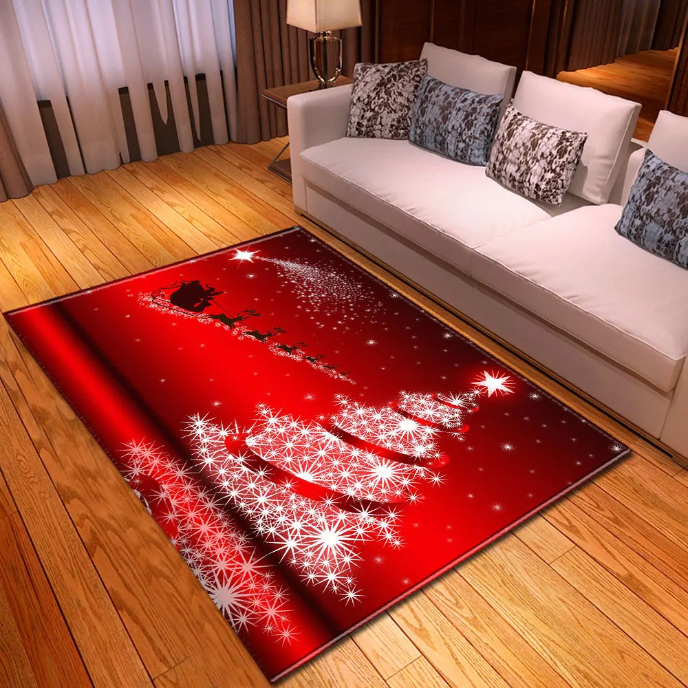 

Flannel Christmas Carpet 3D Santa Claus Printed Christmas Rug Xmas Kitchen Restaurant New Rug Big Mat Decor Floor Year Anti-slip