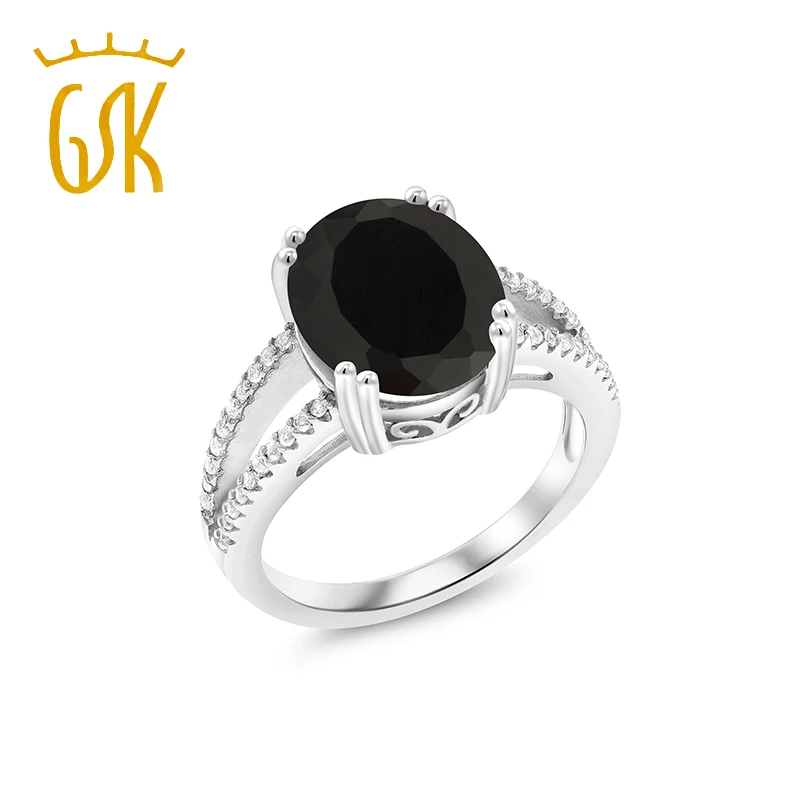 925 пробы металлический браслет черный оникс женское кольцо (4 48 Cttw драгоценный