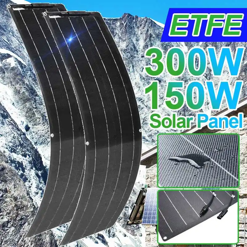 Солнечная панель 18 в 150 Вт 300 ETFE Гибкая солнечная система зарядного устройства для