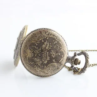 Винтаж Большой Размеры Сова Бронзовый кварцевые карманные часы Аналоговые в