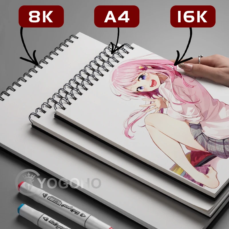 8K/16K/A4 50 Sheets Thicken Paper Sketch Book Student Art Painting Drawing Watercolor Book Graffiti Sketchbook School Stationery 2