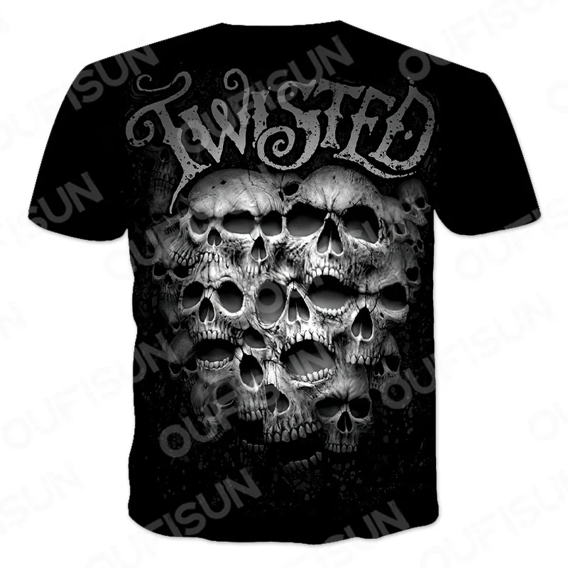 

Street Style Tshirts Men T shirt Funny Skull Printing Clothes Rock Punk Unisex Clothing Summer Casual Tops For Women Fashion Tee