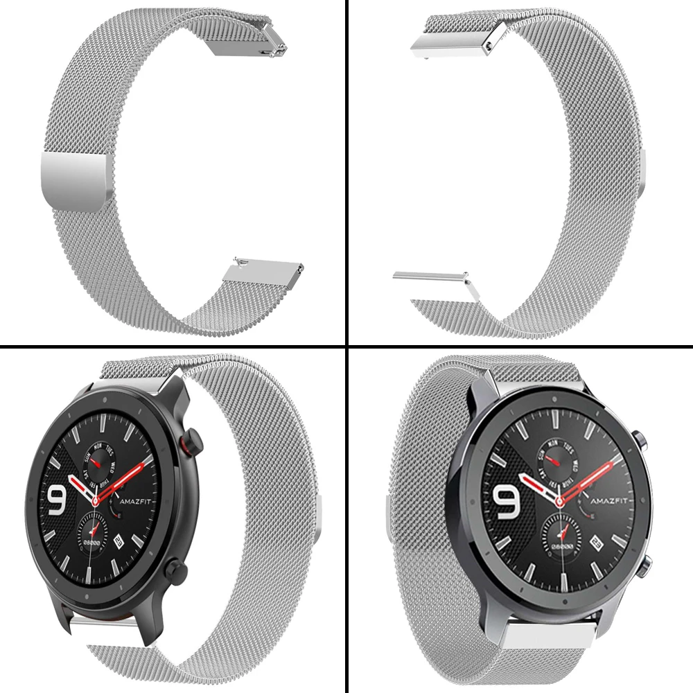 22 мм ремешок для Huami Amazfit GTR 47 Смарт часы стальной металлический Милан