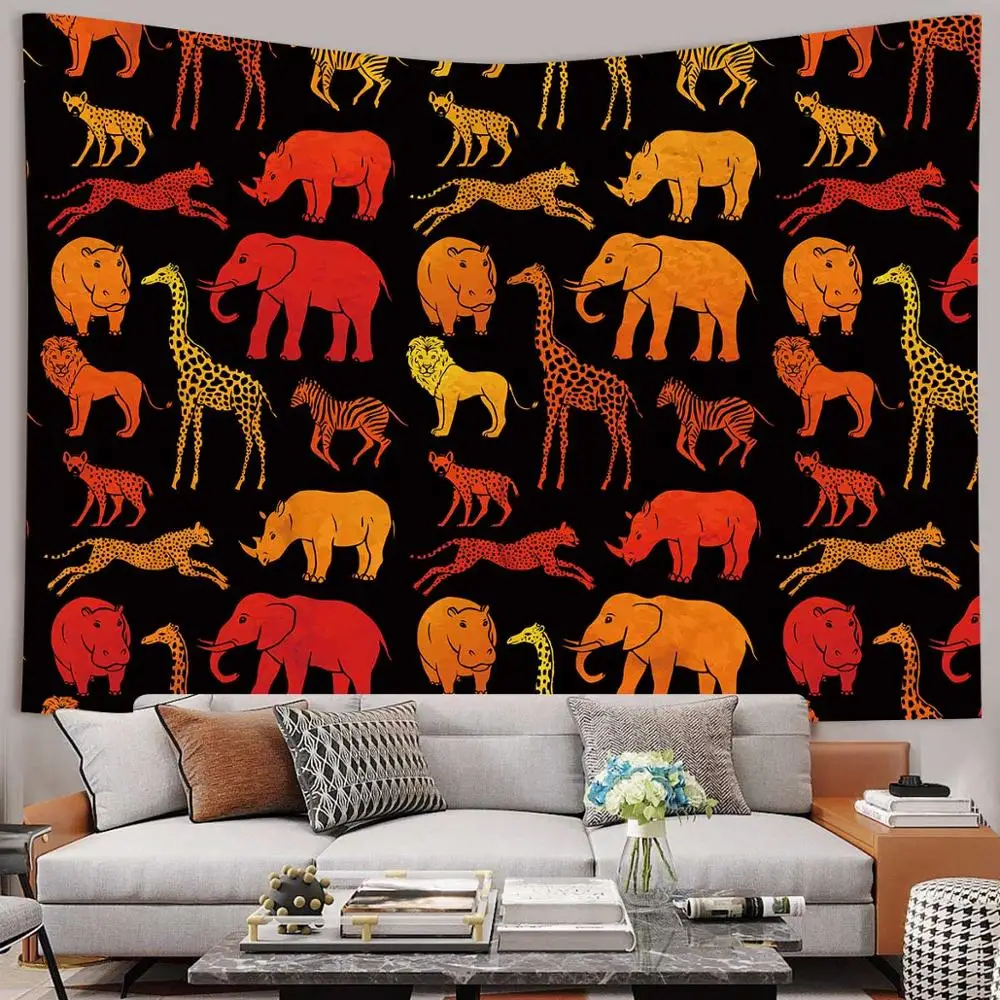 Simsant Psychedelic Elephants Tapestry Hippie Mandala Animal Art Wall Hanging Tapestries for Living Room Home Dorm Decor | Дом и сад