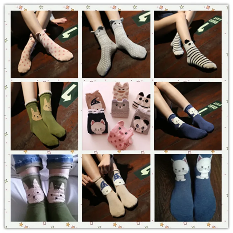 Женские Длинные Красивые хлопковые носки осенне зимние дамские милые с