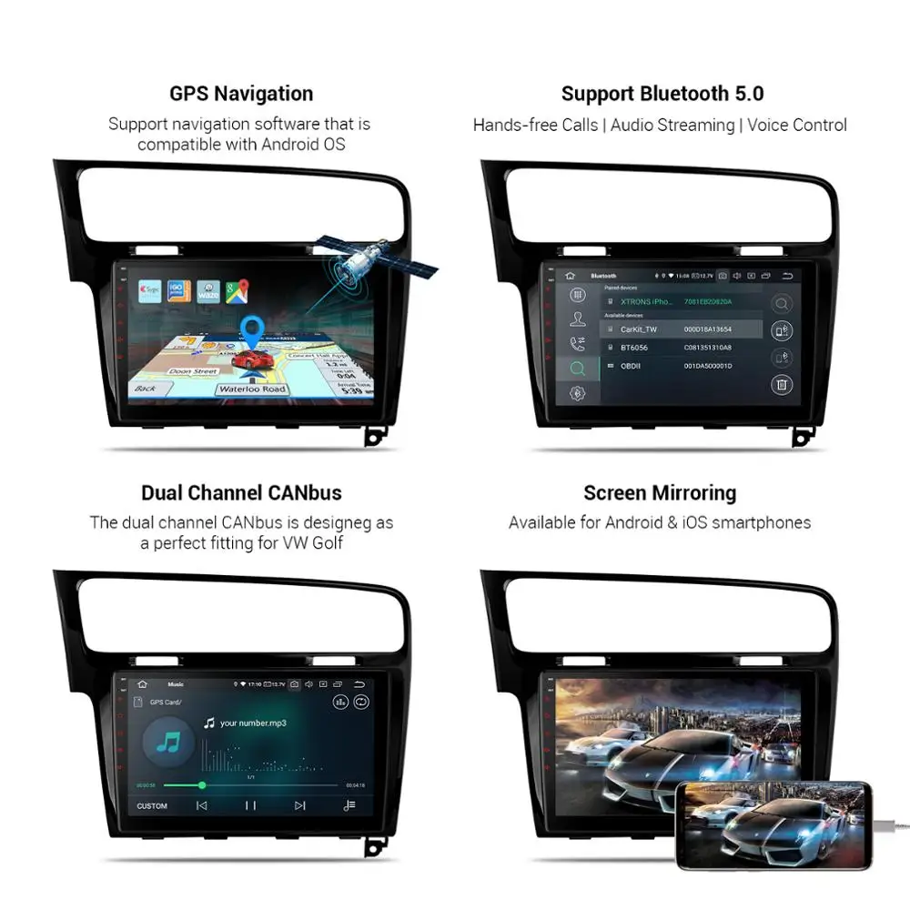 XTRONS 10 1 &quotAndroid 0 Qualcomm Bluetooth 5 автомобильное радио GPS OBD плеер для VW Volkswagen Golf 7 левый