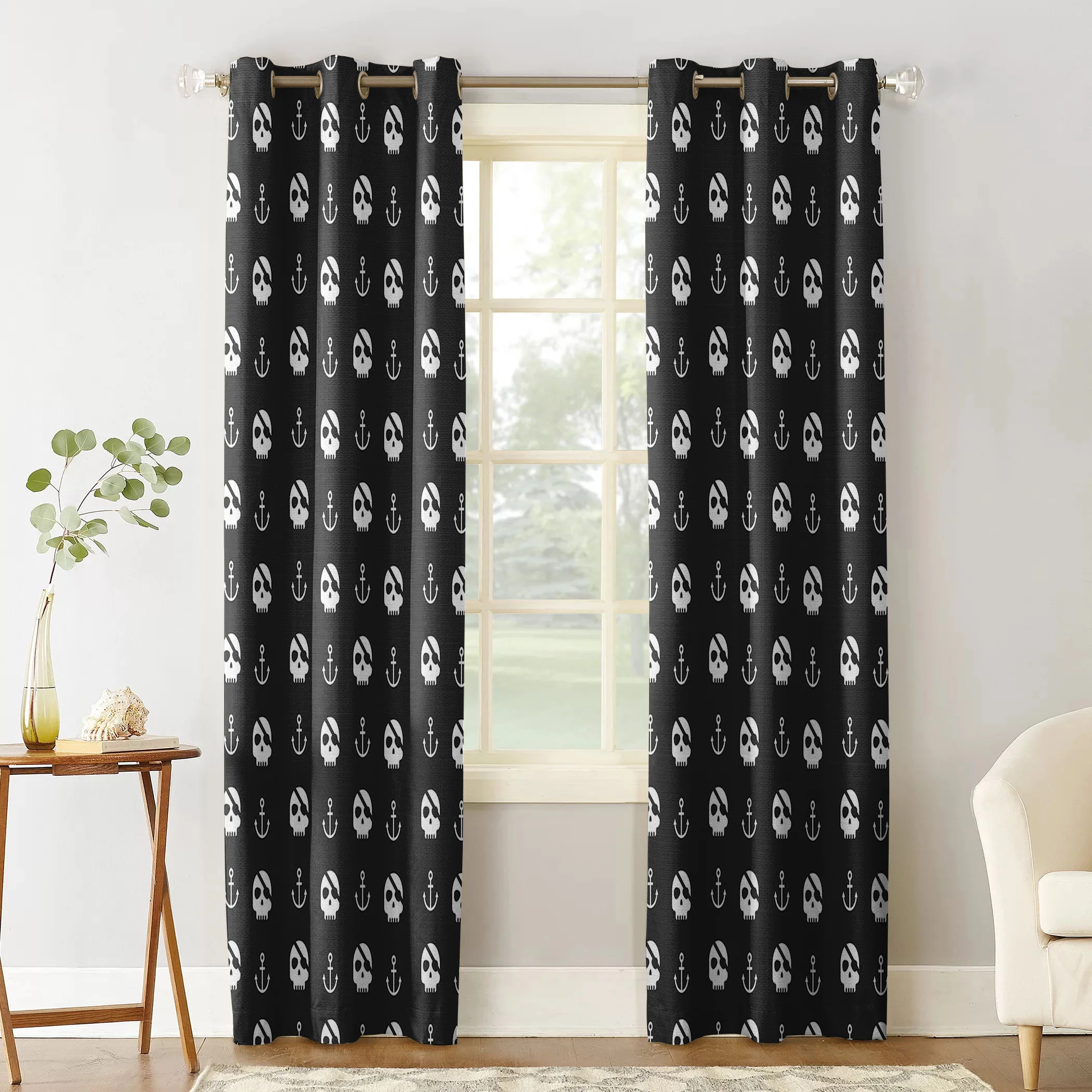 Оконные шторы с пиратским черепом для гостиной декоративные предметы товары