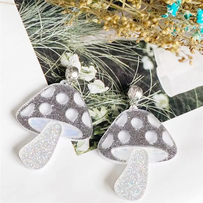 

Women's Glitter Laser Cut Acrylic Mushroom Earring Toadstool Acid Wonderland Fantasy Earring Gift Glittery Fungi/Sparkly Shroom