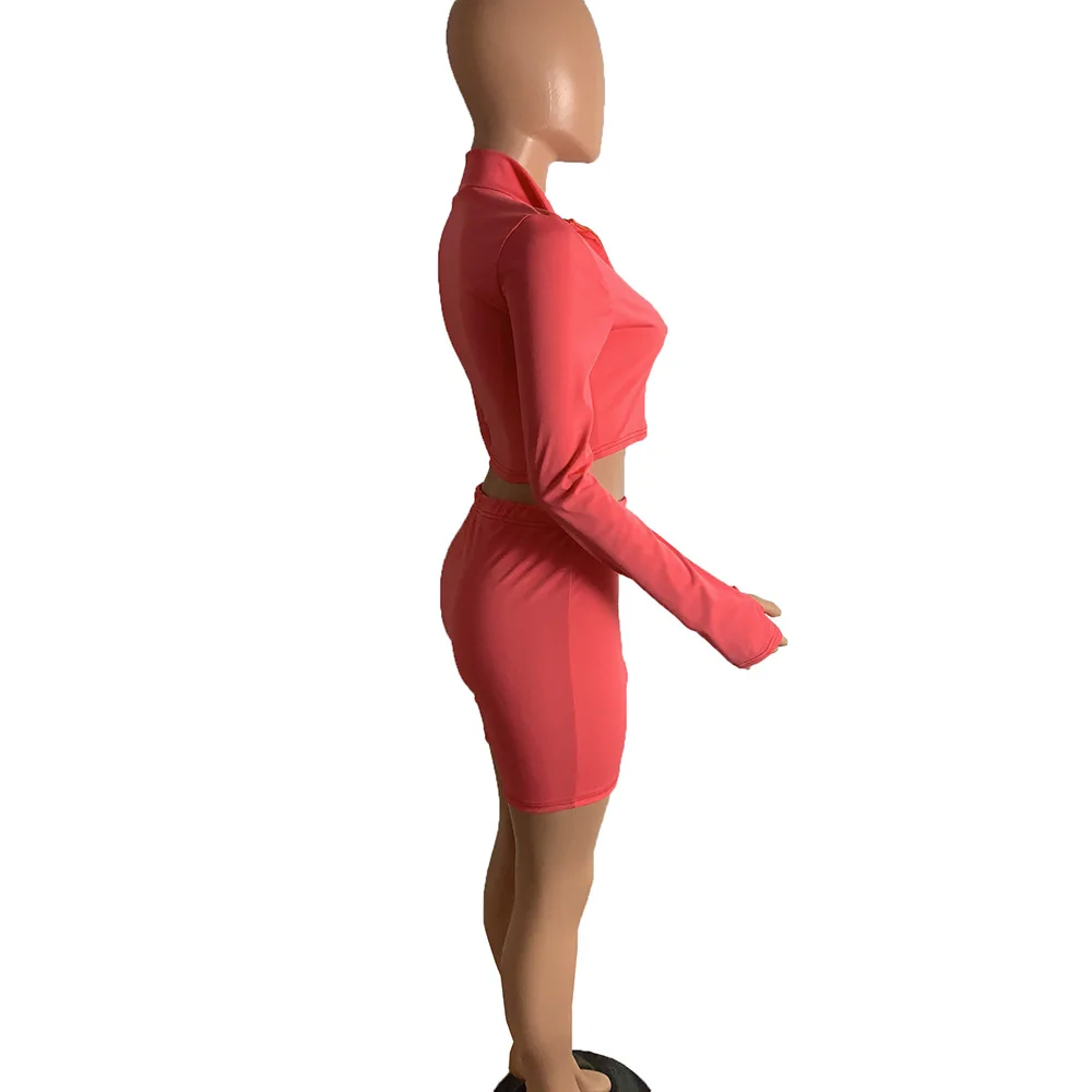 Новый модный сексуальный женский комплект с длинным рукавом однотонный