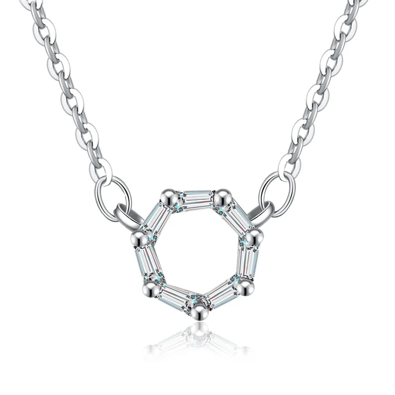 

Trendy Necklace 925 Silver Jewelry Accessories with Zircon Gemstone Round Shape Pendant for Women Wedding Party Gifts Wholesale