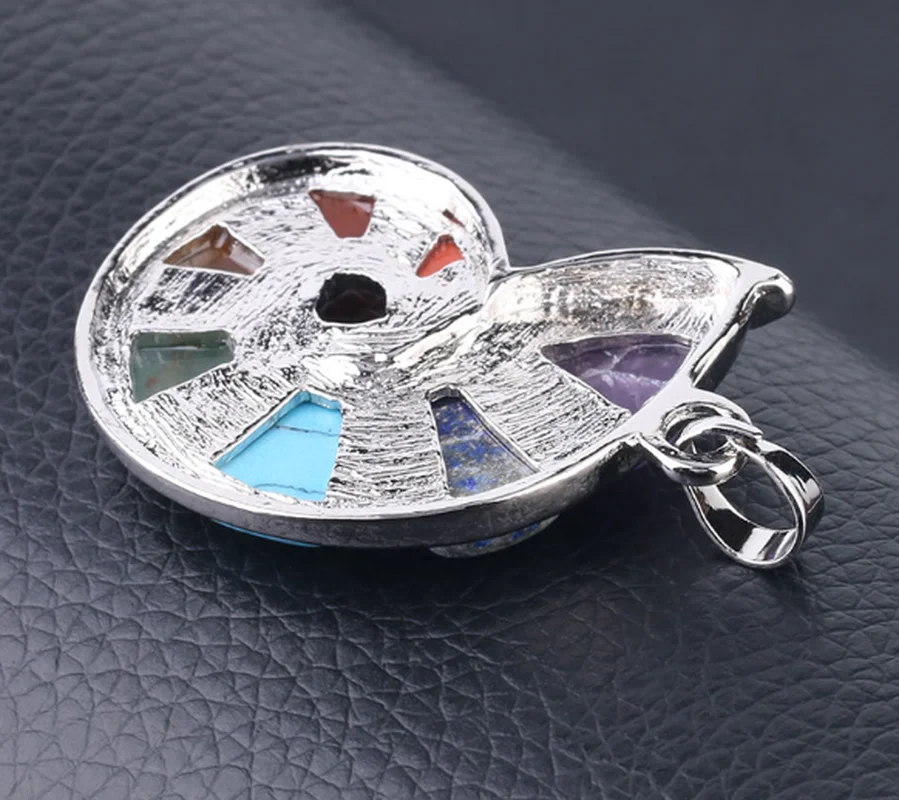 

Conch Shape Multicolor Seven Wheel Hole Gemstone Necklace Pendant Jewelry