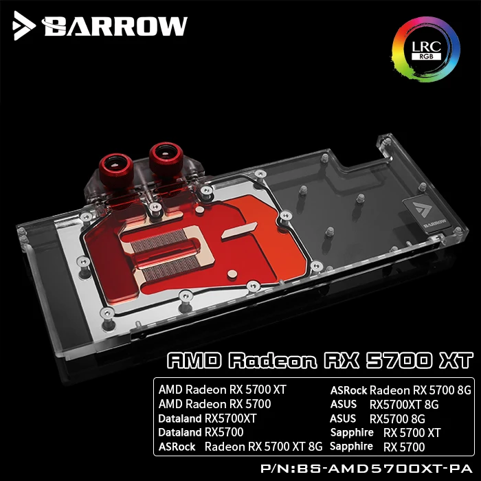 

BARROW Water Block use for AMD Radeon RX 5700 / 5700XT GPU Card / Full Cover GPU Copper Radiator Block / 5V 3PIN Header A-RGB
