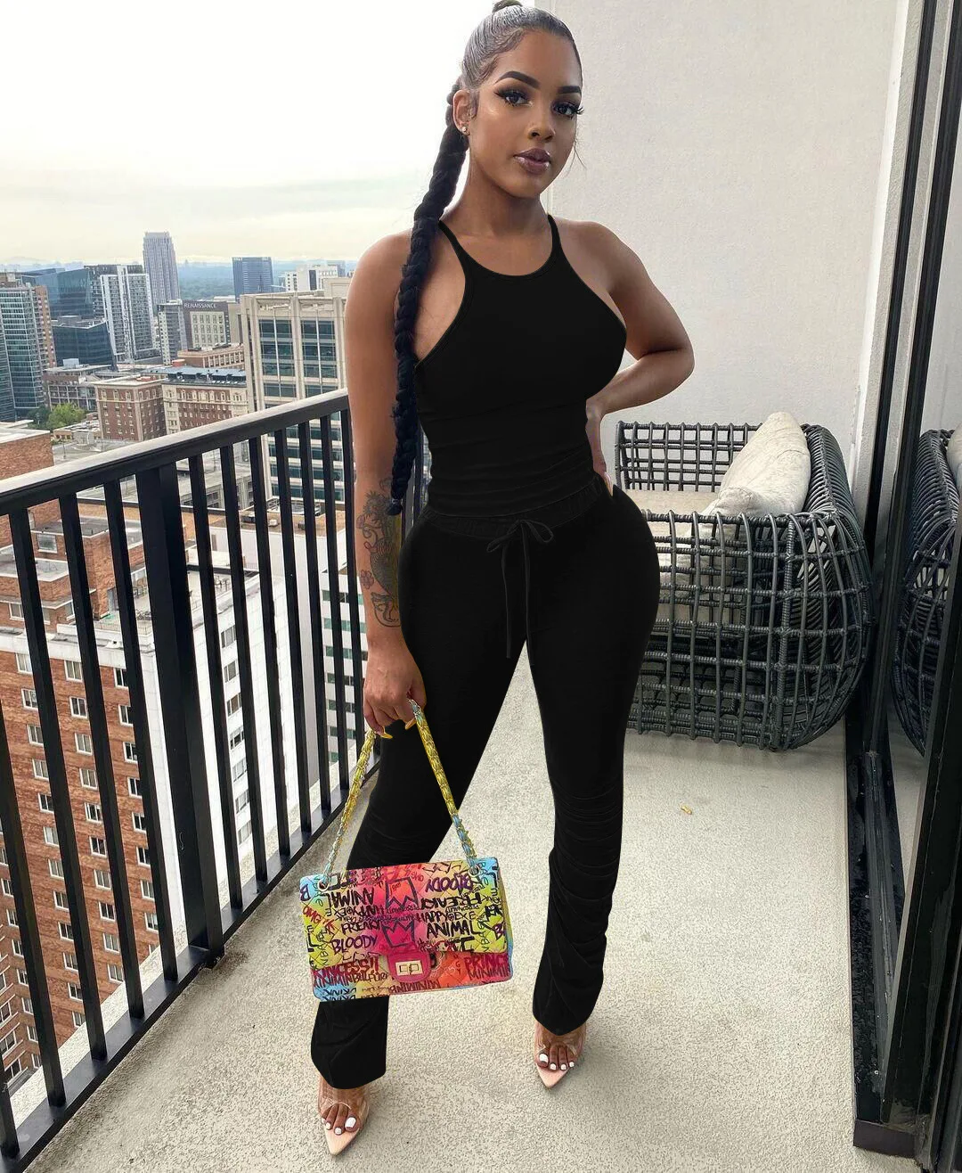 

Strap Tops With Long Pants Women Solid Jumpsuits Female Summer Bodysuits