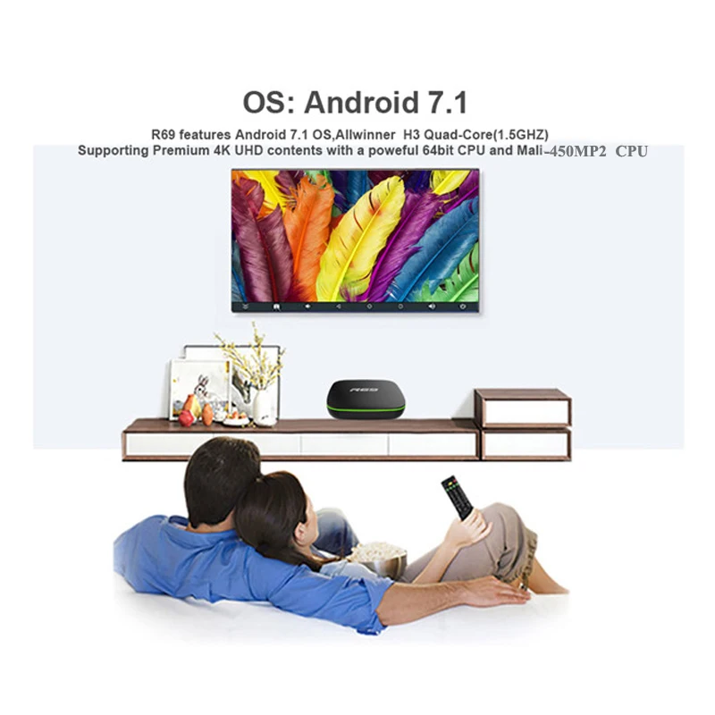 Новый R69 Смарт Android 7 1 ТВ коробка ГБ 8 Allwinner H3 Quad-Core 2 4G Wi-Fi Декодер каналов кабельного