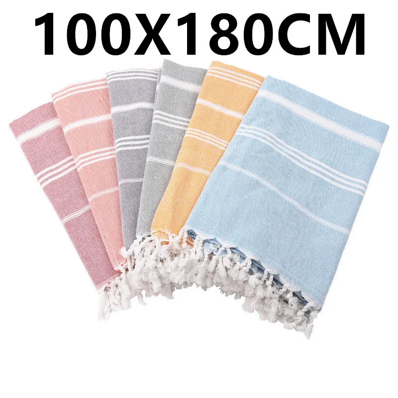 

100X180cm oversized tassel Turkish cotton towel, blanket, suitable for bathing, beach,swimming pool, SPA, gym Striped bath towel