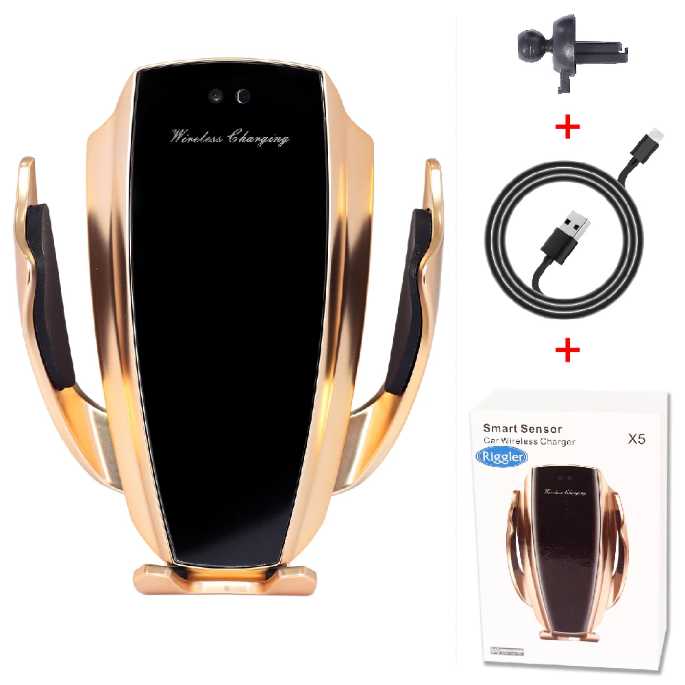Gold Infrared Induction Qi Wireless Charger Car 10W Fast Charging Holder for Iphone XR XS 8/8 Plus Huawei P30Pro Mate20Pro - Тип штекера: Gold