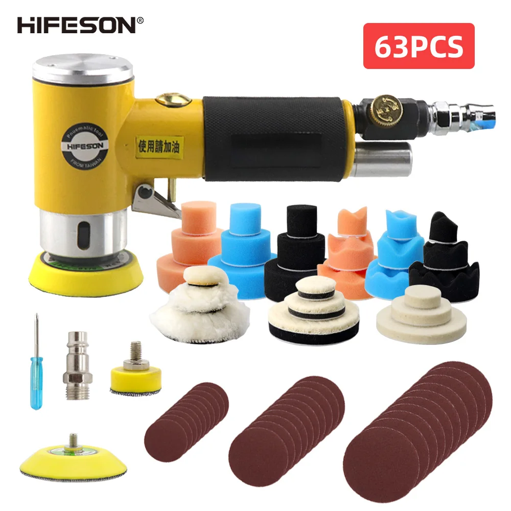 HIFESON 63 шт. 2/3 "Мини орбитальный воздушный шлифовальный станок пневматический