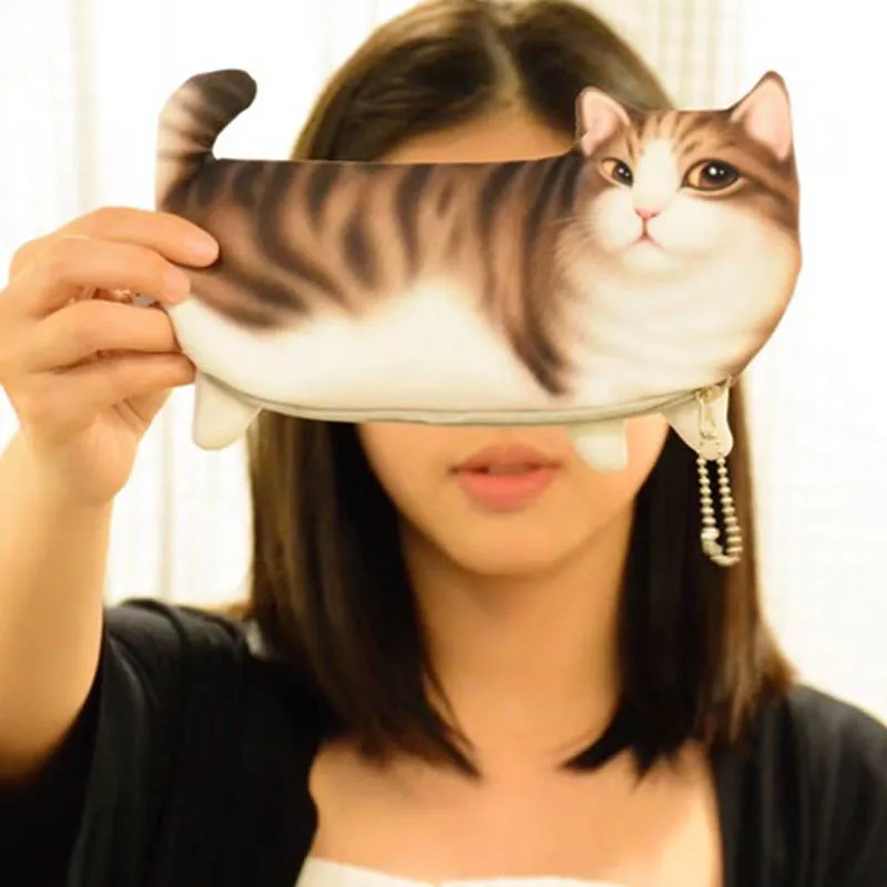 Новинка 1 шт. чехол Забавный карандаш с котом Полиэстеровые Пеналы вместительные