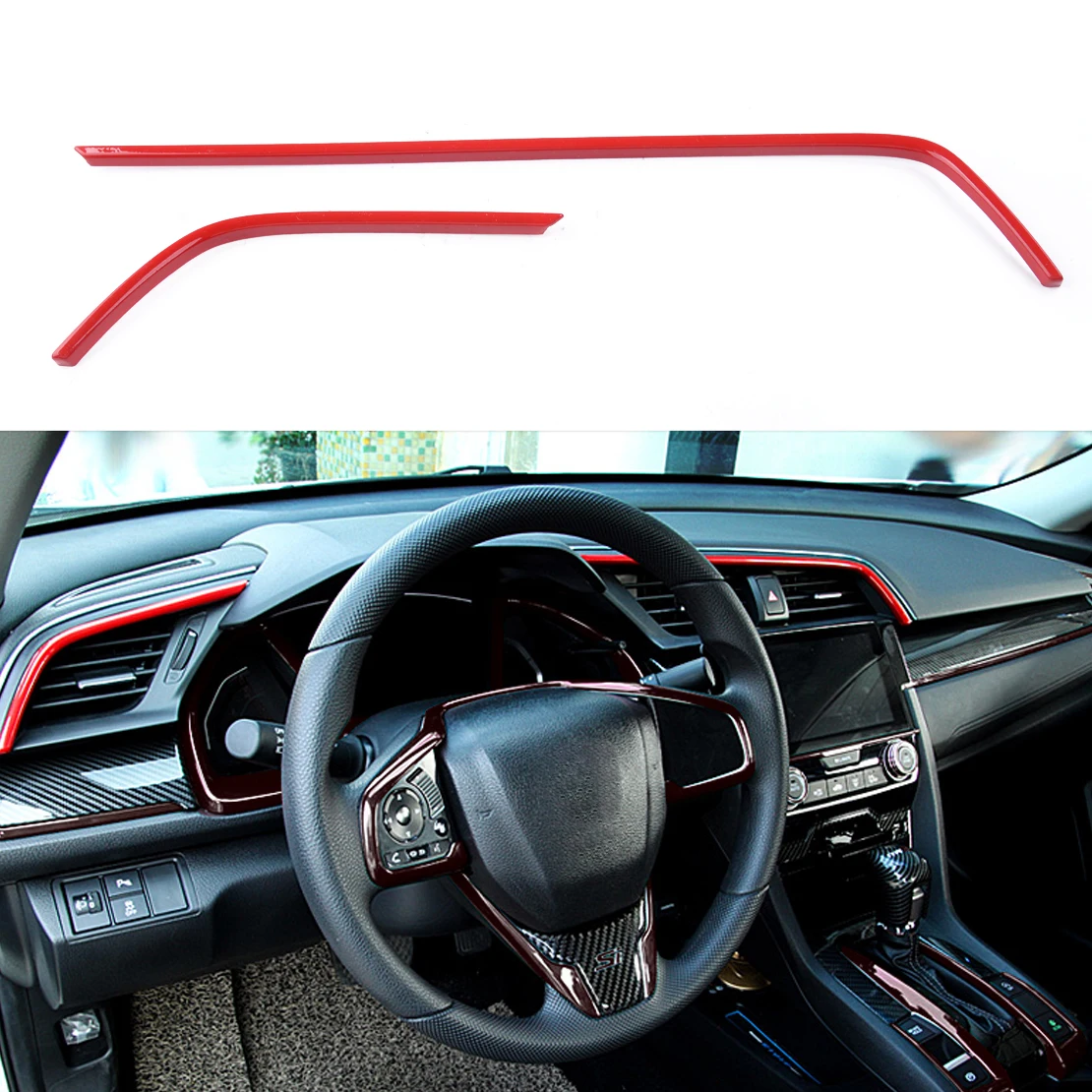 

2pcs Red ABS Air Outlet Frame Cover Trim Fit for Honda Civic 10th 2016 2017 2018