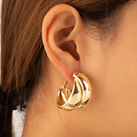 xialuoke europe vintage c shape double metal stud earrings for women new web celebrity hyperbole earrings party jewelry 2021