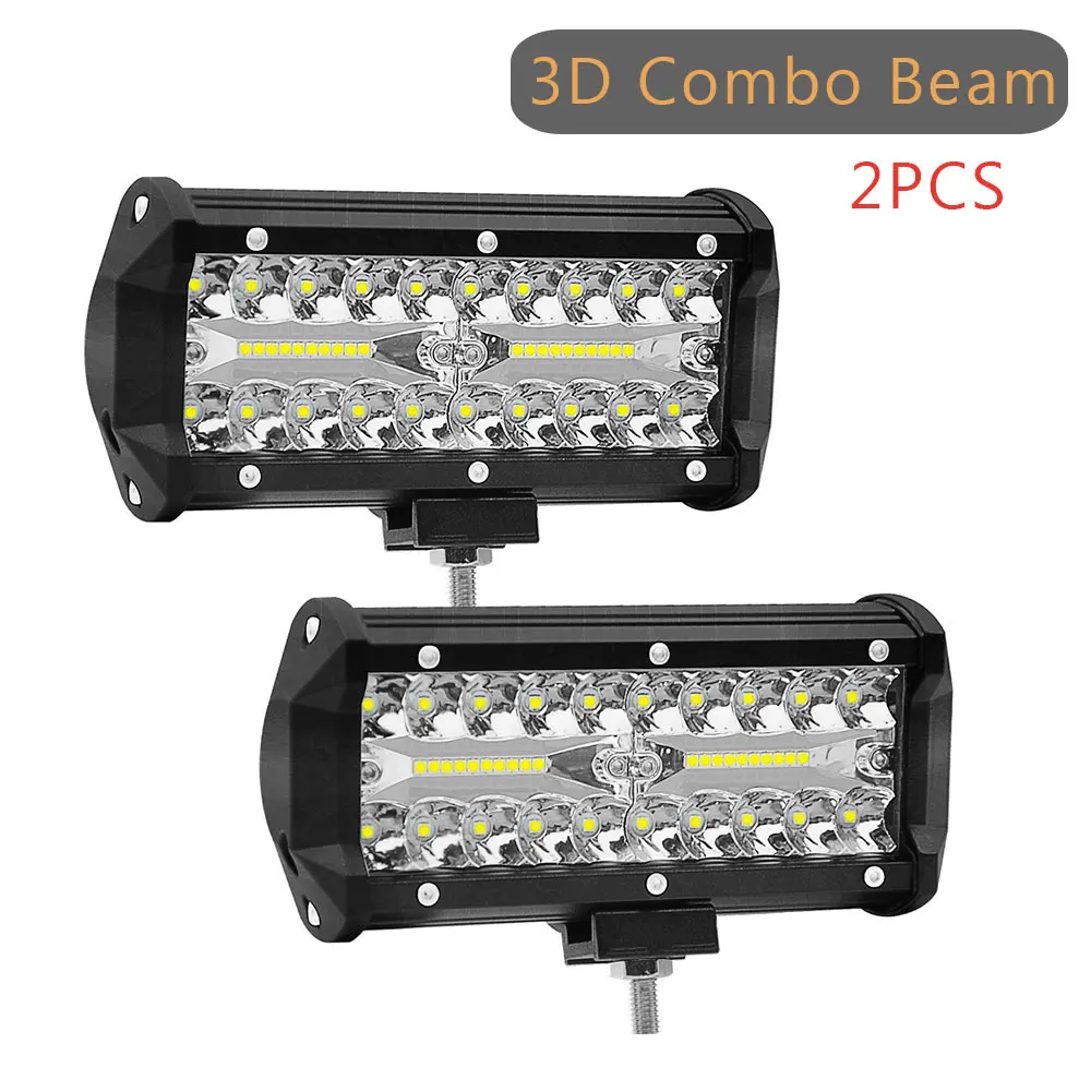 2PCS 120W Combo PANDUK 4 7 15 дюймов светодиодный светильник для автомобиля, трактора, лодки, внедорожника, 4WD 4x4, грузовика, внедорожника, ATV, вождения 12 В, 24 В, 18 Вт, 60 Вт, 72 Вт, 120 Вт - Цвет: 2PCS 120W Combo