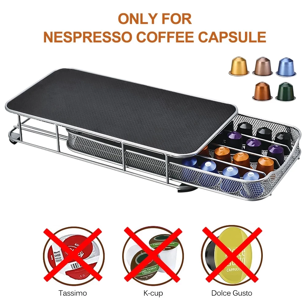 stainless steel 40 pods nespresso coffee capsules holder storage stand rack drawers coffee capsules new shelves organization free global shipping