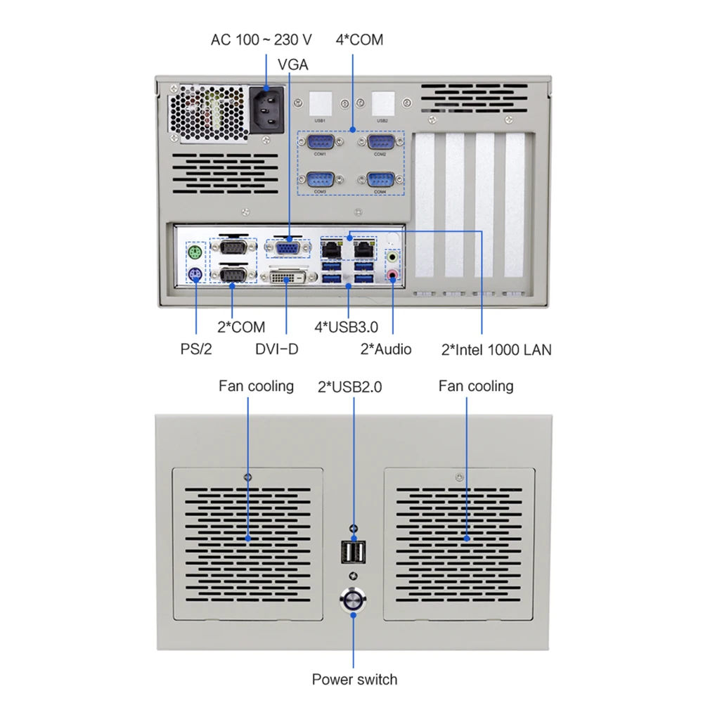 Kaufen Yanling 19 Zoll Rack Montieren Server Intel I5 3450 Quad Core Dual Lan 6 COM 4U Industrielle Computer Mit 2 * PCIE 2 * PCI Für Windows Xp