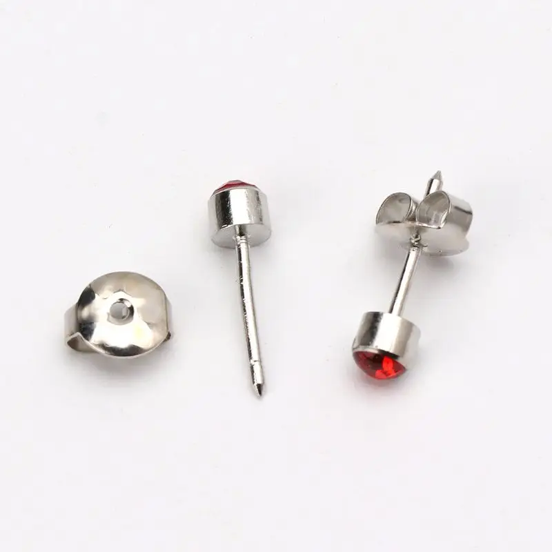 

12 Pairs Steel Hypoallergenic Ear Piercing Earrings 3mm Clear CZ Studs