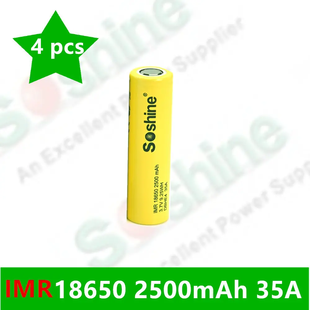 Литий ионный аккумулятор SOSHINE 18650 DBHE4 35A 2500 мАч 4 шт.|Перезаряжаемые батареи| |