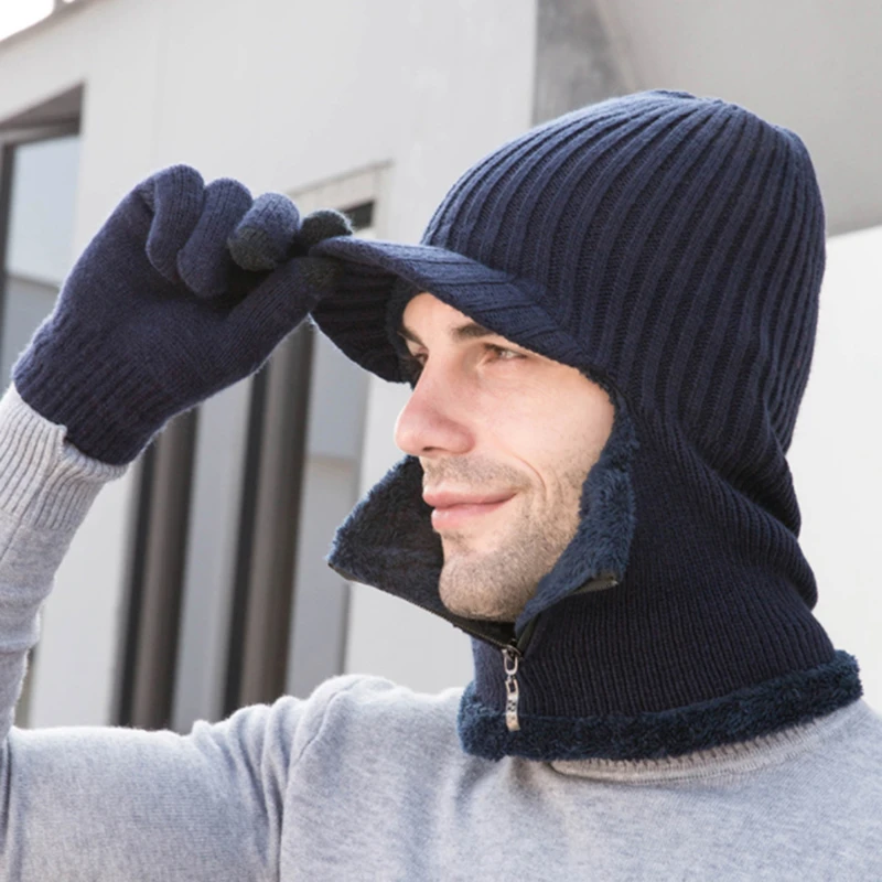 

Winter Wool Hat Beanie Scarf Knitted Hat With Lining Men'S Hat Winter Hat Men'S Beanie Hat Warm 2021 Hot Sale