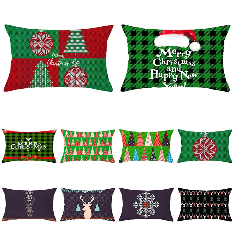 aliexpress.com - Merry Christmas Decorative Rectangle Cushion Cover 30x50cm Green Buffalo Lattice Plaid Pillow Cover Lumbar Pillowcase for Home