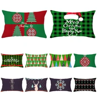 merry christmas decorative rectangle cushion cover 30x50cm green buffalo lattice plaid pillow cover lumbar pillowcase for home