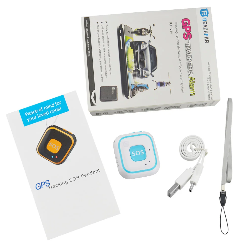 RF-V28, Детский gps трекер, детский мини gps локатор, персональное устройство слежения для детей, Wi-Fi, gps LBS A, gps отслеживание, двухсторонние звонки, сигнализация - Цвет: blue with box