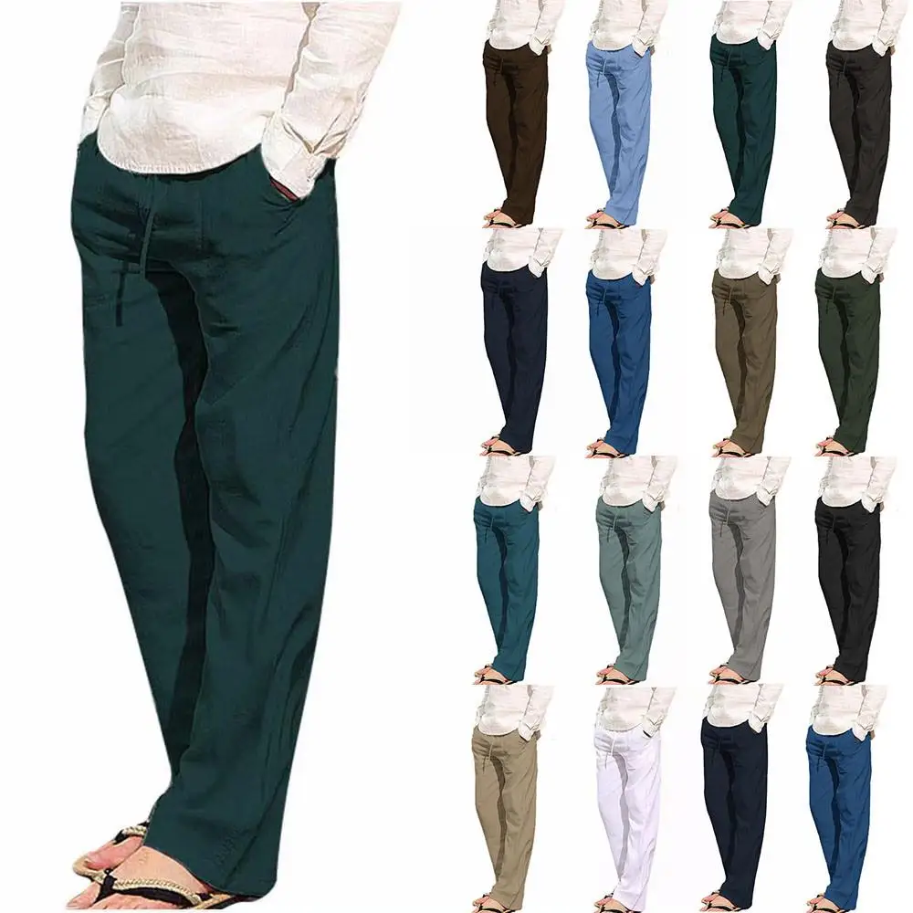 Mens Casual Multi Pockets Long Pants Baggy Sweatpants Fitness Plain Lounge Wear Trousers