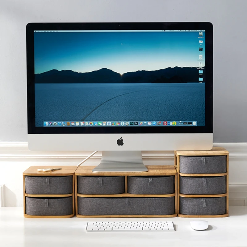 Многоуровневый Настольный ящик для хранения из бамбука и дерева, ящик для дома и офиса, многофункциональный органайзер для шкафов (art.: 7afaf596f) - 7afaf596f