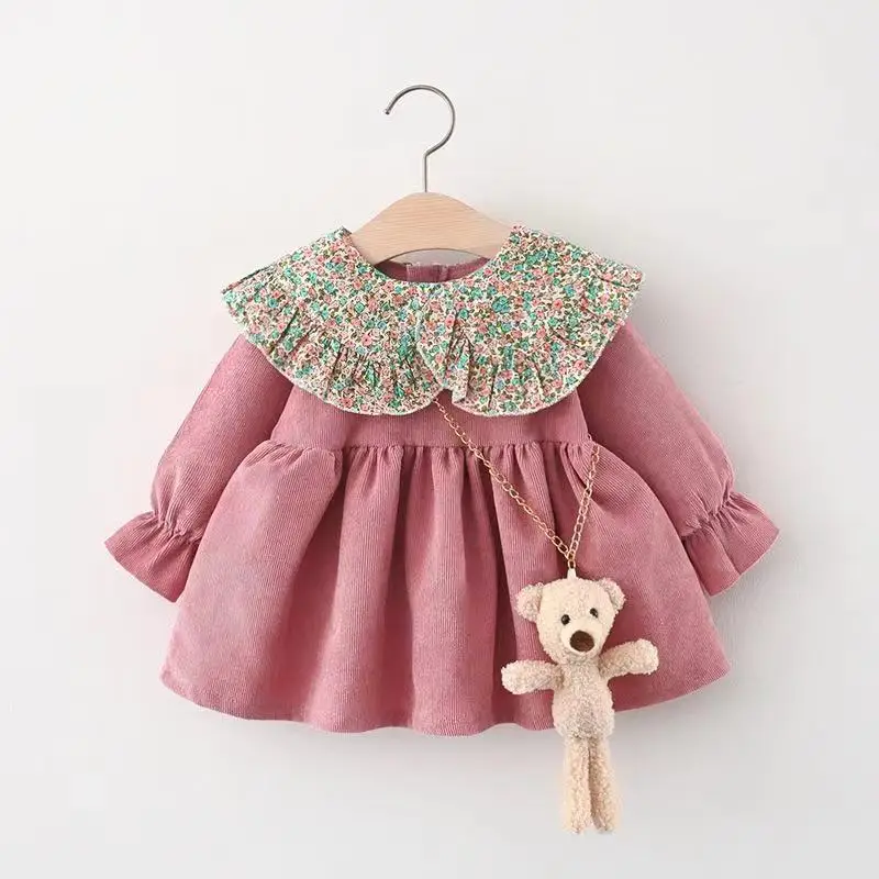 

Melario Infant Girls Baby Casual Dresses Fashion Toddler Kids Princess Floral Costume With Bear Bag Newborns Vestidos 0-2 Years