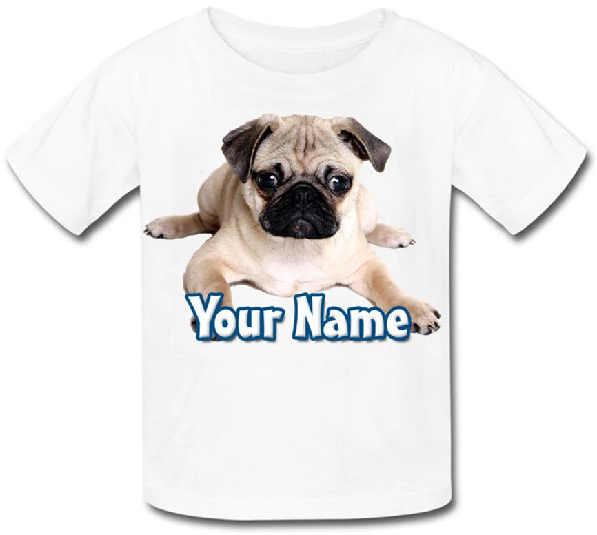 Детская индивидуальная футболка с изображением Щенка Мопса отличный подарок